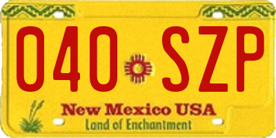 NM license plate 040SZP