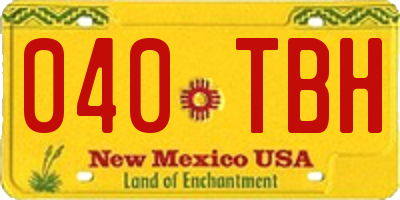 NM license plate 040TBH