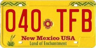 NM license plate 040TFB