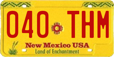 NM license plate 040THM
