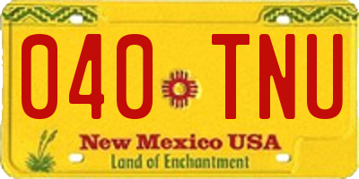 NM license plate 040TNU