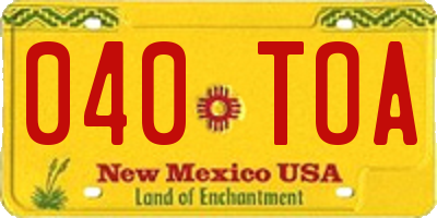 NM license plate 040TOA