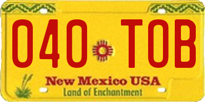 NM license plate 040TOB