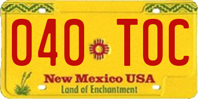 NM license plate 040TOC