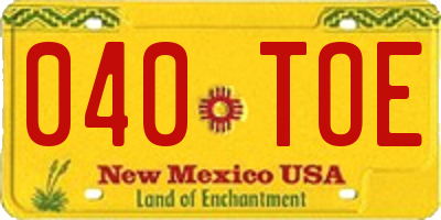 NM license plate 040TOE