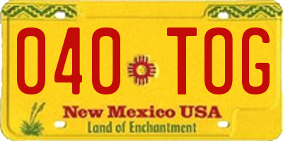 NM license plate 040TOG