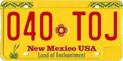 NM license plate 040TOJ