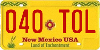 NM license plate 040TOL