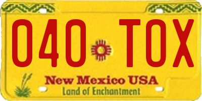 NM license plate 040TOX