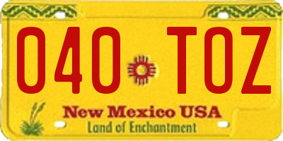 NM license plate 040TOZ