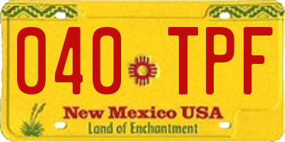 NM license plate 040TPF