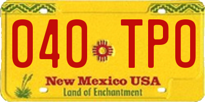 NM license plate 040TPO