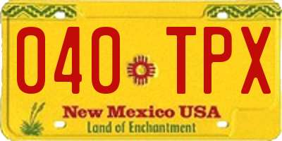 NM license plate 040TPX