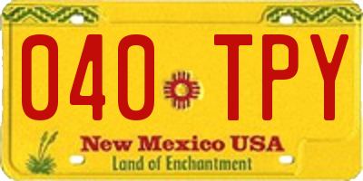 NM license plate 040TPY