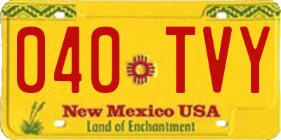 NM license plate 040TVY