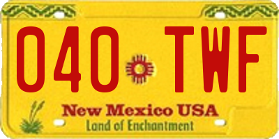 NM license plate 040TWF