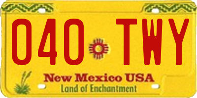 NM license plate 040TWY