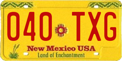 NM license plate 040TXG