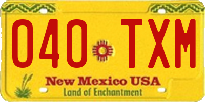 NM license plate 040TXM