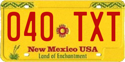 NM license plate 040TXT
