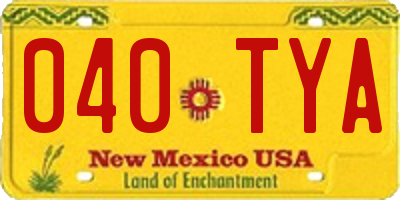 NM license plate 040TYA
