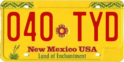 NM license plate 040TYD