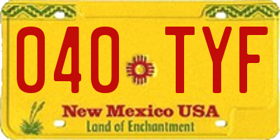 NM license plate 040TYF