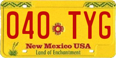 NM license plate 040TYG