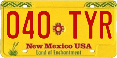 NM license plate 040TYR