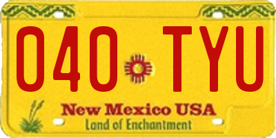 NM license plate 040TYU