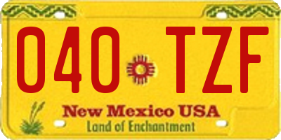 NM license plate 040TZF