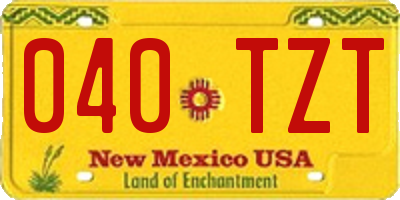 NM license plate 040TZT