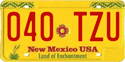 NM license plate 040TZU