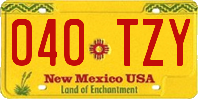 NM license plate 040TZY