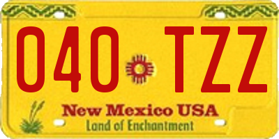 NM license plate 040TZZ