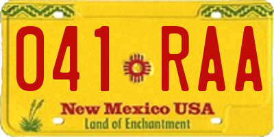 NM license plate 041RAA