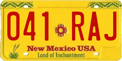 NM license plate 041RAJ