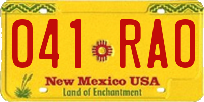 NM license plate 041RAO