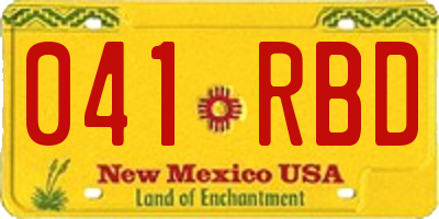 NM license plate 041RBD