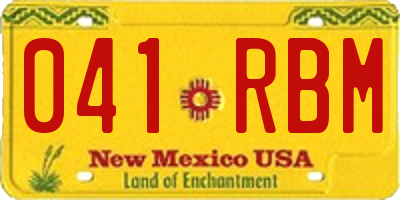 NM license plate 041RBM