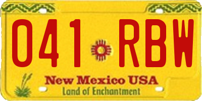 NM license plate 041RBW