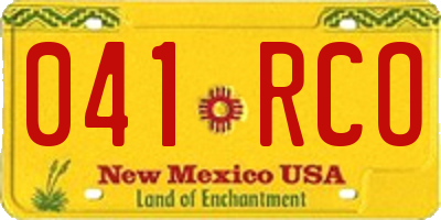 NM license plate 041RCO