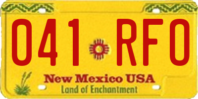 NM license plate 041RFO