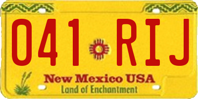 NM license plate 041RIJ