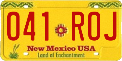 NM license plate 041ROJ