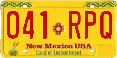 NM license plate 041RPQ