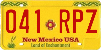 NM license plate 041RPZ