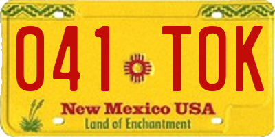 NM license plate 041TOK