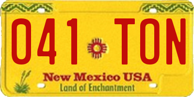 NM license plate 041TON