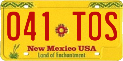 NM license plate 041TOS